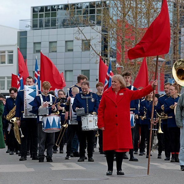 1. maí 2025 - Kröfuganga frá Alþýðuhúsinu að Hofi. Mynd: Skapti Hallgrímsson