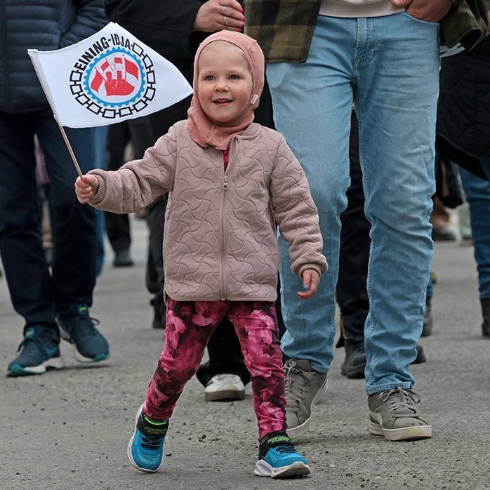 1. maí 2025 - Kröfuganga frá Alþýðuhúsinu að Hofi. Mynd: Skapti Hallgrímsson