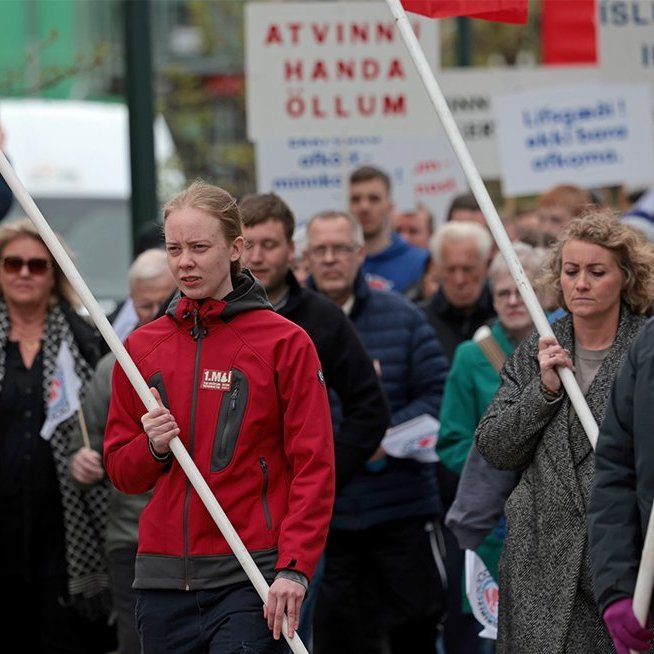 1. maí 2025 - Kröfuganga frá Alþýðuhúsinu að Hofi. Mynd: Skapti Hallgrímsson
