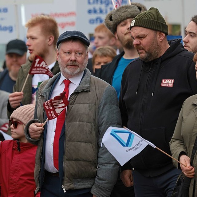 1. maí 2025 - Kröfuganga frá Alþýðuhúsinu að Hofi. Mynd: Skapti Hallgrímsson