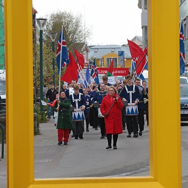1. maí 2025 - Kröfuganga frá Alþýðuhúsinu að Hofi. Mynd: Skapti Hallgrímsson