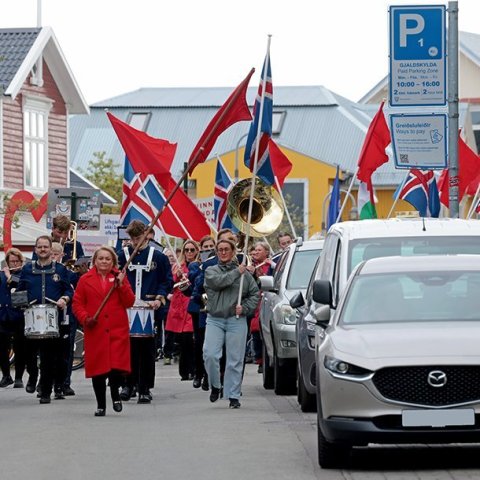 1. maí 2025 - Kröfuganga frá Alþýðuhúsinu að Hofi. Mynd: Skapti Hallgrímsson