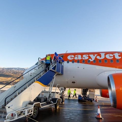 Fyrsta flug easyJet til Akureyrar. Ljósmynd: ISAVIA/Þórhallur Jónsson