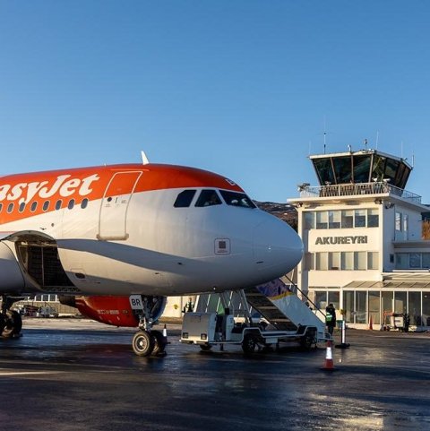 Fyrsta flug easyJet til Akureyrar. Ljósmynd: ISAVIA/Þórhallur Jónsson