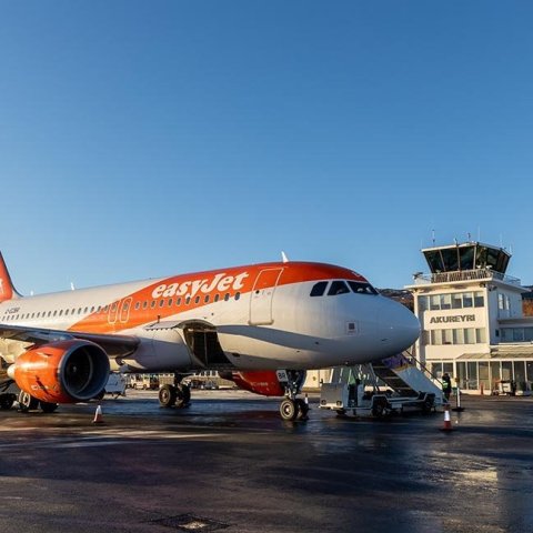 Fyrsta flug easyJet til Akureyrar. Ljósmynd: ISAVIA/Þórhallur Jónsson