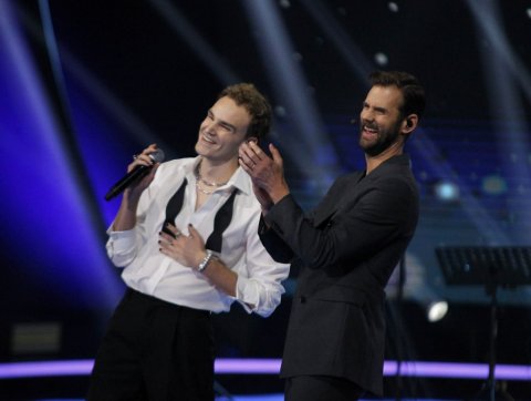 Birkir Blær og þáttarstjórnandinn, Pär Lernström. © Guðmundur Svansson