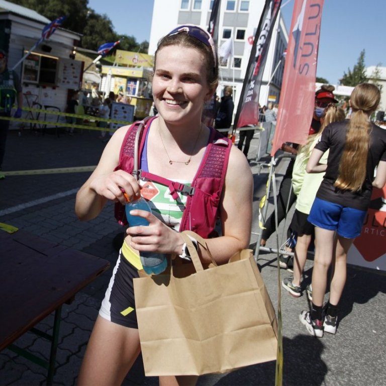 Gígja Björnsdóttir sem sigraði í 28 km hlaupinu. © Skapti Hallgrímsson
