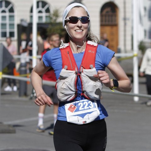 Elísabet Margeirsdóttir sem sigraði í 28 km hlaupinu. © Skapti Hallgrímsson