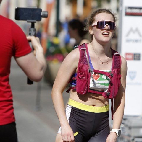 Gígja Björnsdóttir sem sigraði í 28 km hlaupinu. © Skapti Hallgrímsson