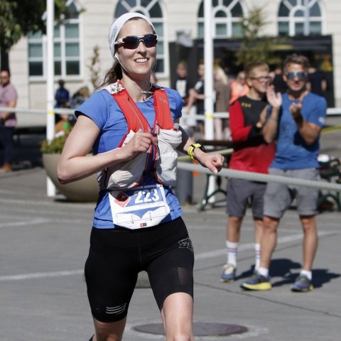 Elísabet Margeirsdóttir sem sigraði í 28 km hlaupi. © Skapti Hallgrímsson