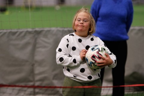 Fótboltaæfing 'Allir með' í Boganum, 22. sept '25. Ljósmyndari: Rakel Hinriksdóttir
