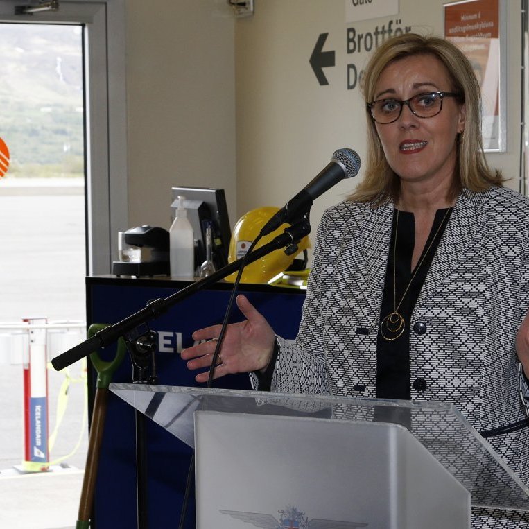 Sigrún Björk Jakobsdóttir, framkvæmdastjóri Isavia innanlandsflugvalla, var ein þeirra sem tók til máls. Ljósmynd: Skapti Hallgrímsson.