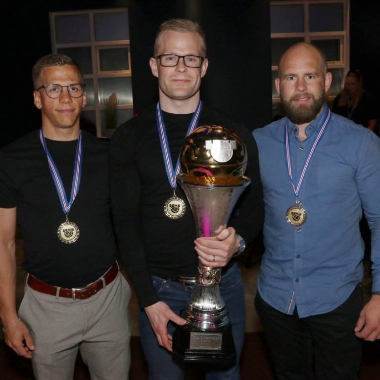 Þjálfarateymið, frá vinstri: Sigurþór Árni Heimisson, aðstoðarþjálfari, Andri Snær Stefánsson, þjálfari, og Egill Ármann Kristinsson, styrktarþjálfari.