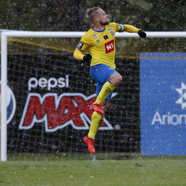 KA - HK 1:1 í 10. umferð Pepsi Max deildarinnar, 24. september 2020. Almarr Ormarsson fagnar glæsilegu marki sínu. Ljósmynd: Skapti Hallgrímsson