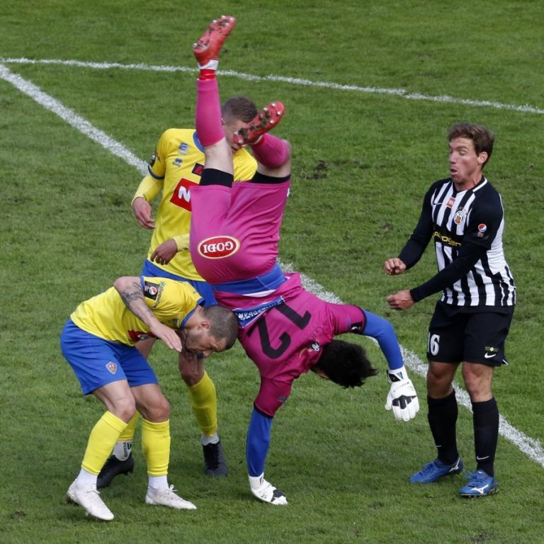 KA - KR 0:0 í 9. umferð Pepsi Max deildarinnar, 27. júlí 2020. Kristijan Jajalo, markmaður KA, í kröppum dansi. Ljósmynd: Skapti Hallgrímsson