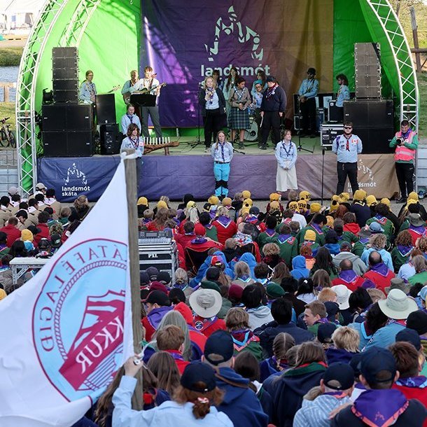 Landsmót skáta 2026 að Hömrum á Akureyri - setningarathöfn mánudagskvöldið 20. júlí. Mynd: Skapti Hallgrímsson
