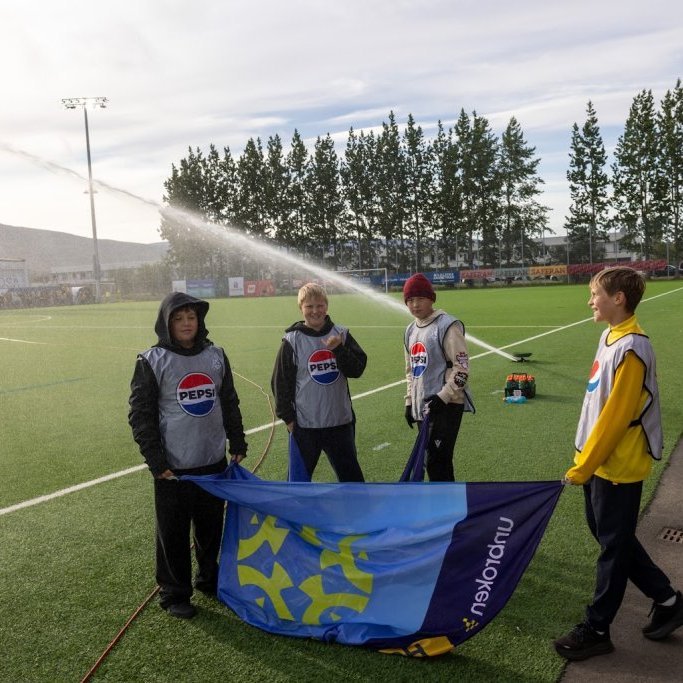 Besta deildin, KA-Þór 0:0, fyrsti leikur á nýjum gervigrasvelli KA. Mynd: Ármann Hinrik
