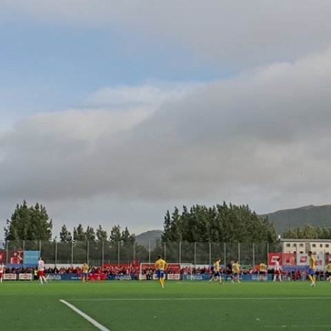 Besta deildin, KA-Þór 0:0, fyrsti leikur á nýjum gervigrasvelli KA. Mynd: Skapti Hallgrímsson