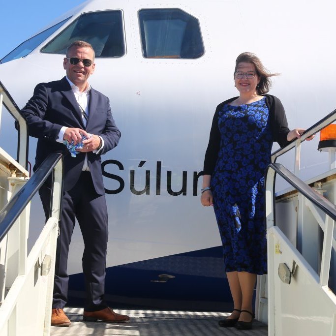 Þorvaldur Lúðvík Sigurjónsson, framkvæmdastjóri Niceair, og Eliza Reid forsetafrú Ljósmynd: Þorgeir Baldursson