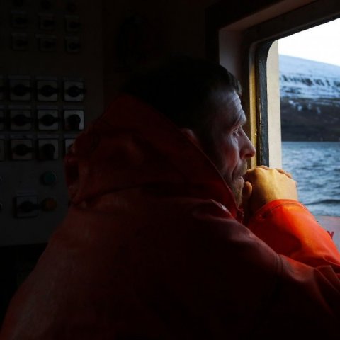 Sigurður Hannesson í þungum þönkum áður en vinnan hefst.