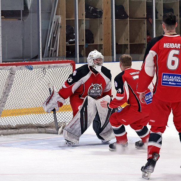 SA Víkingar Íslandsmeistarar í íshokkí 2025. Þetta er 24. Íslandsmeistaratitill Skautafélags Akureyrar í karlaflokki. Mynd: Skapti Hallgrímsson