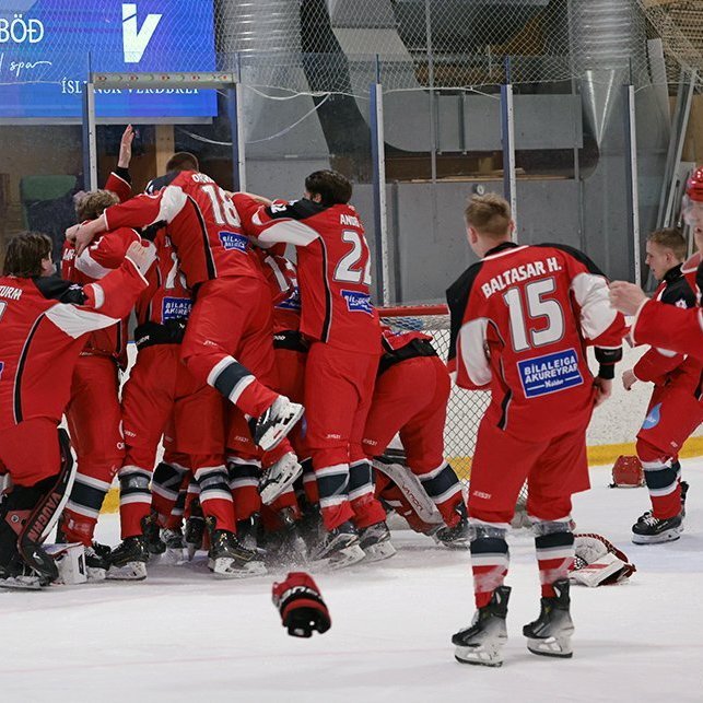 SA Víkingar Íslandsmeistarar í íshokkí 2025. Þetta er 24. Íslandsmeistaratitill Skautafélags Akureyrar í karlaflokki. Mynd: Skapti Hallgrímsson