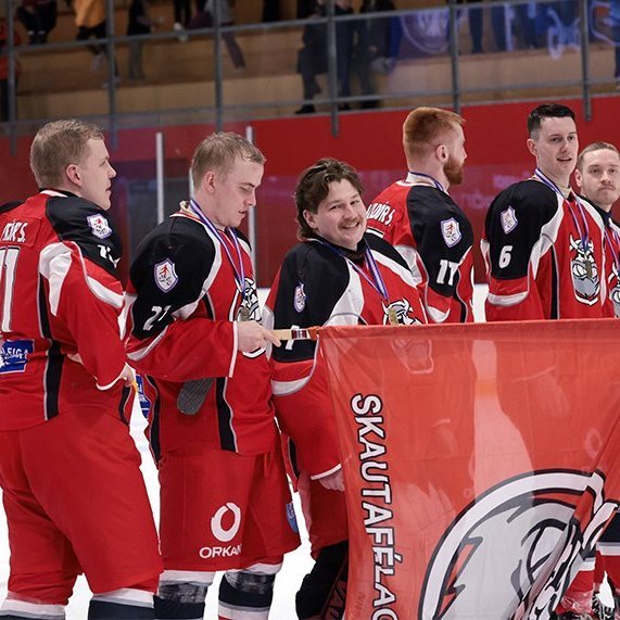 SA Víkingar Íslandsmeistarar í íshokkí 2025. Þetta er 24. Íslandsmeistaratitill Skautafélags Akureyrar í karlaflokki. Mynd: Skapti Hallgrímsson