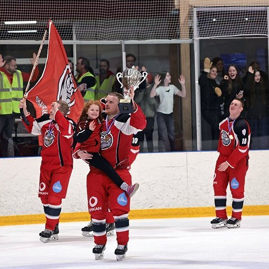 SA Víkingar Íslandsmeistarar í íshokkí 2025. Þetta er 24. Íslandsmeistaratitill Skautafélags Akureyrar í karlaflokki. Mynd: Skapti Hallgrímsson