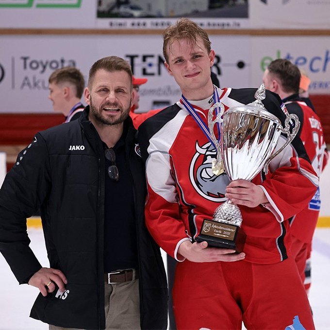 SA Víkingar Íslandsmeistarar í íshokkí 2025. Þetta er 24. Íslandsmeistaratitill Skautafélags Akureyrar í karlaflokki. Mynd: Skapti Hallgrímsson