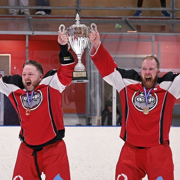 SA Víkingar Íslandsmeistarar í íshokkí 2025. Þetta er 24. Íslandsmeistaratitill Skautafélags Akureyrar í karlaflokki. Mynd: Skapti Hallgrímsson