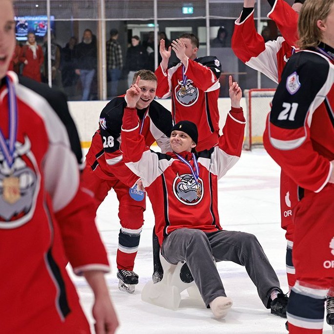 SA Víkingar Íslandsmeistarar í íshokkí 2025. Þetta er 24. Íslandsmeistaratitill Skautafélags Akureyrar í karlaflokki. Mynd: Skapti Hallgrímsson