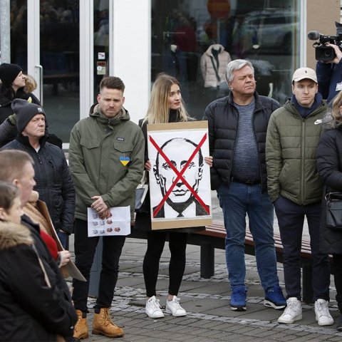 Samstöðufundur með úkraínsku þjóðinni vegna árásar Rússa á landið. Ljósmynd: Skapti Hallgrímsson.