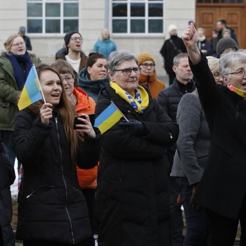 Samstöðufundur með úkraínsku þjóðinni vegna árásar Rússa á landið. Ljósmynd: Skapti Hallgrímsson.