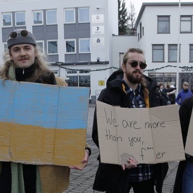 Samstöðufundur með úkraínsku þjóðinni vegna árásar Rússa á landið. Ljósmynd: Skapti Hallgrímsson.