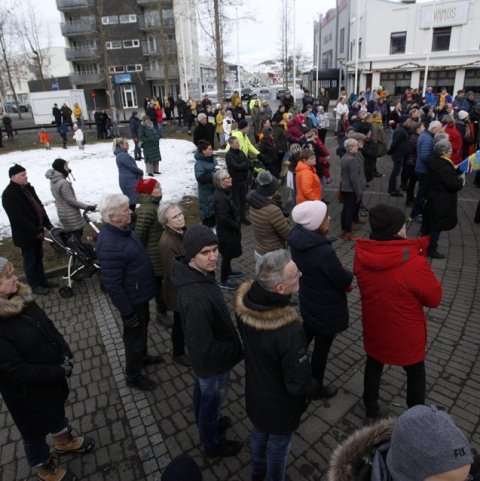 Samstöðufundur með úkraínsku þjóðinni vegna árásar Rússa á landið. Ljósmynd: Skapti Hallgrímsson.