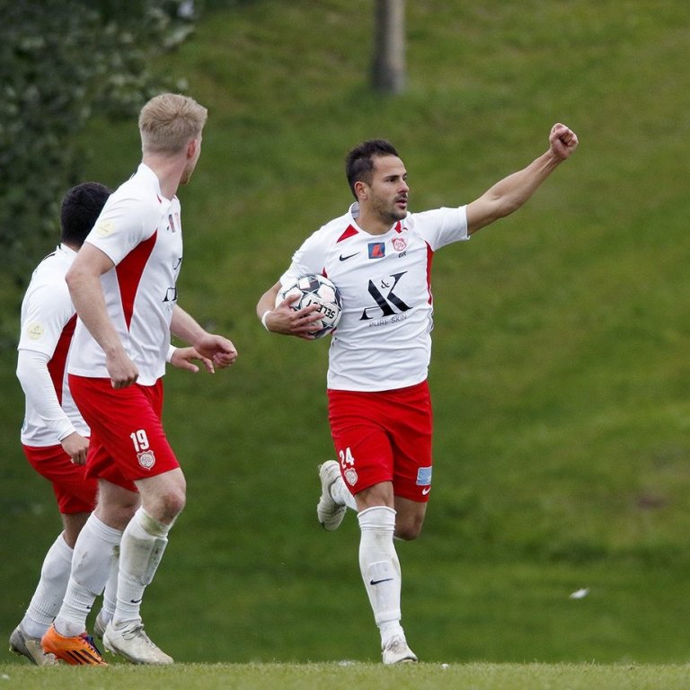 Þór - ÍBV 1:1 í 6. umferð Lengjudeildarinnar, 18. júlí 2020. Alvaro Montejo fagnar eftir að hann jafnaði úr víti. Ljósmynd: Skapti Hallgrímsson