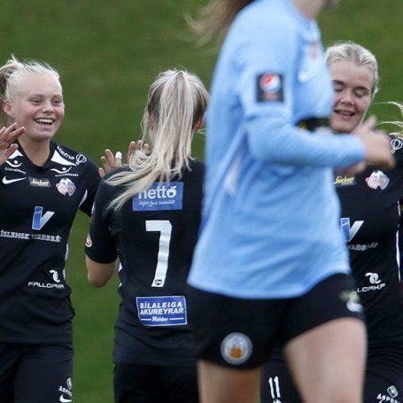 Þór/KA - KR 2:1 í 8. umferð Pepsi Max deildarinnar, 28. júlí 2020. Jöfnunarmarki Margrétar fagnað. Hulda Ósk Jónsdóttir, Jakobína Hjörvarsdóttir, Margrét Árnadóttir (7), Arna Sif Ásgrímsdóttir og Berglind Baldursdóttir. Ljósmynd: Skapti Hallgrímsson.