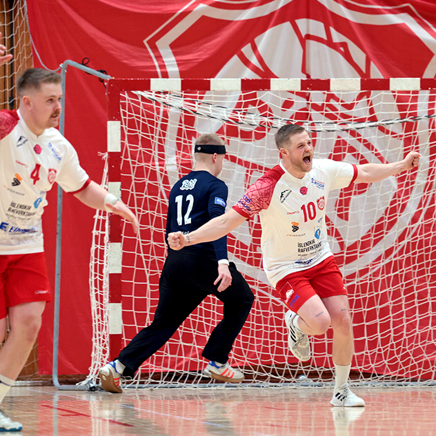 Þór - HK2 37:29 í lokaumferð Grill66 deildarinnar, næst efstu deildar Íslandsmótsins í handbolta. Þór sigrar þar með í deildinni og tryggir sér á ný sæti í efstu deild, Olísdeildinni. Mynd: Skapti Hallgrímsson