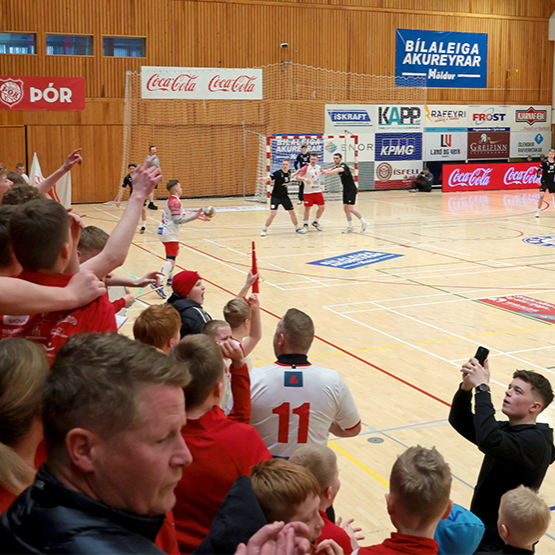 Þór - HK2 37:29 í lokaumferð Grill66 deildarinnar, næst efstu deildar Íslandsmótsins í handbolta. Þór sigrar þar með í deildinni og tryggir sér á ný sæti í efstu deild, Olísdeildinni. Mynd: Skapti Hallgrímsson
