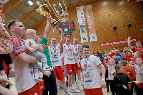 Þór - HK2 37:29 í lokaumferð Grill66 deildarinnar, næst efstu deildar Íslandsmótsins í handbolta. Þór sigrar þar með í deildinni og tryggir sér á ný sæti í efstu deild, Olísdeildinni. Mynd: Skapti Hallgrímsson