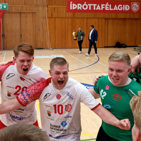 Þór - HK2 37:29 í lokaumferð Grill66 deildarinnar, næst efstu deildar Íslandsmótsins í handbolta. Þór sigrar þar með í deildinni og tryggir sér á ný sæti í efstu deild, Olísdeildinni. Mynd: Skapti Hallgrímsson