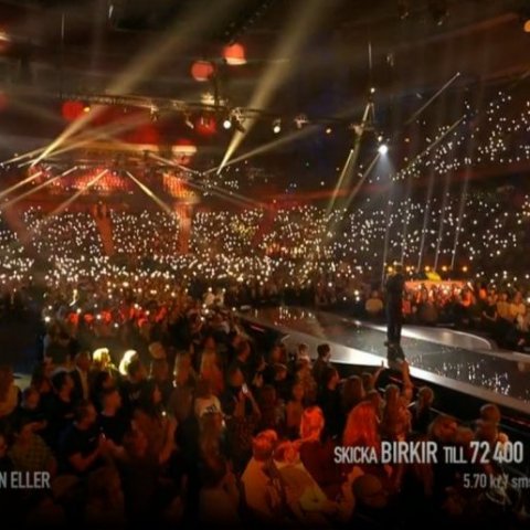 Birkir í Globen. Skjáskot af TV4