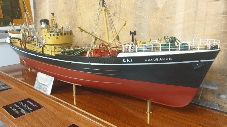 Kaldbakur EA 1. Líkanið er í eigu Sjóminjasafns Reykjavíkur, sem nú er hluti Borgarsögusafns. Lánssa…