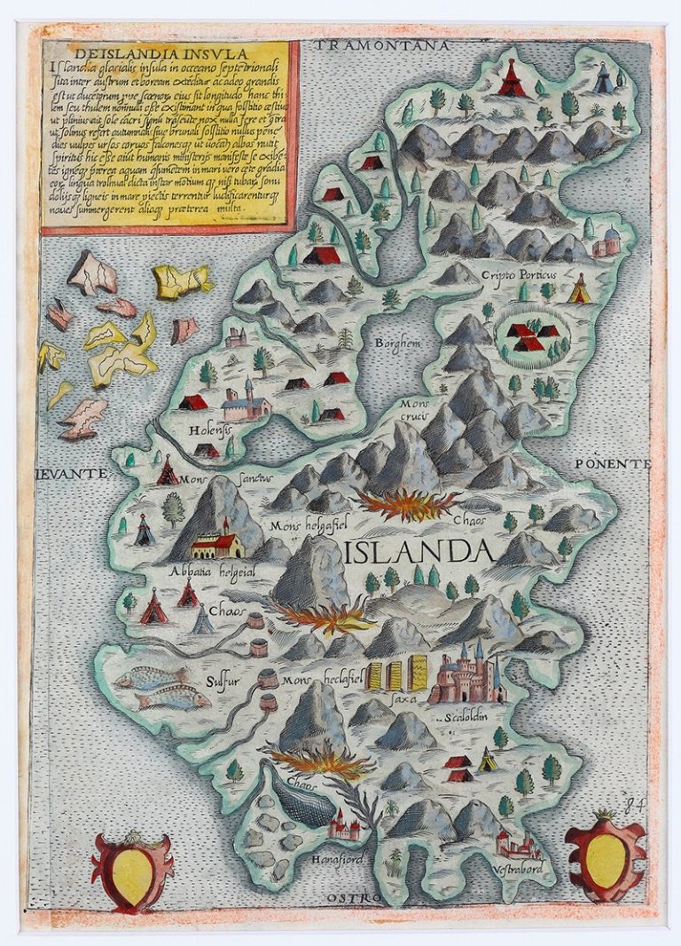Eitt kortanna í Schulte-safninu, eftir Giovanni Francesco Camocio, 1574.