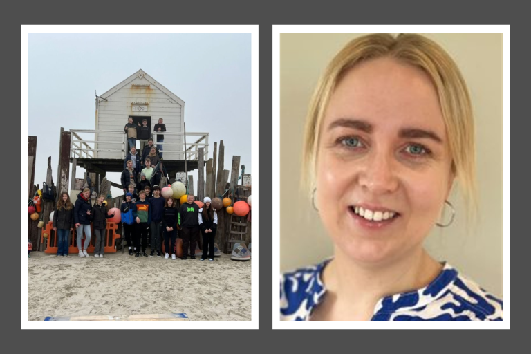 Hrund Teitsdóttir, umsjónarkennari á mið og unglingastigi Hríseyjarskóla. Myndin til vinstri var tek…