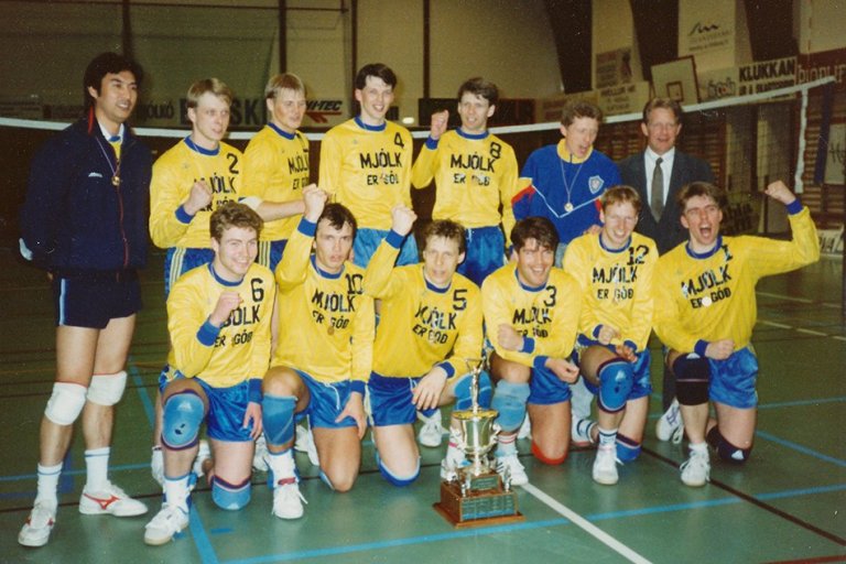 Tvöfaldir meistarar KA í blaki karla 1991