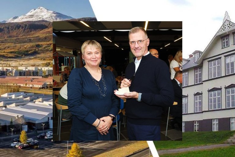 Sigríður Huld Jónsdóttir, skólameistari VMA, og Karl Frímannsson, skólameistari MA, í fertugsafmæli …
