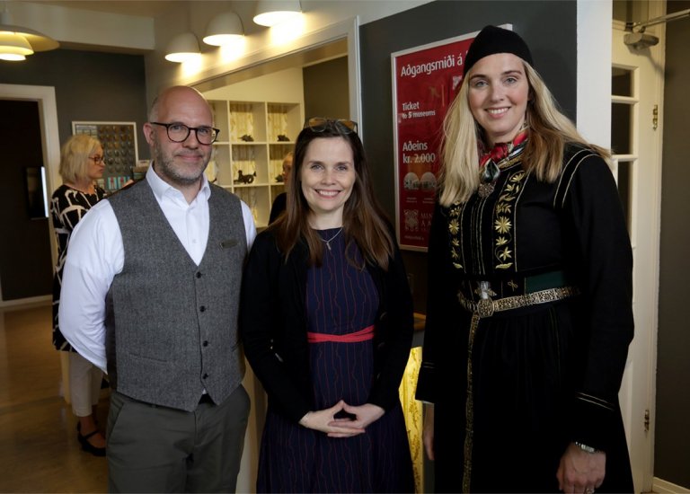 Haraldur Þór Egilsson, safnstjóri Minjasafnsins, Katrín Jakobsdóttir, forsætisráðherra, og Ásthildur…